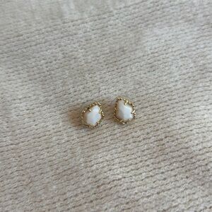 Gold and White Stud Earrings